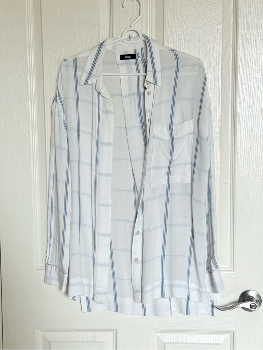 BDG: Light Blue and White Plaid Women’s Button-Up Shirt - Size XS